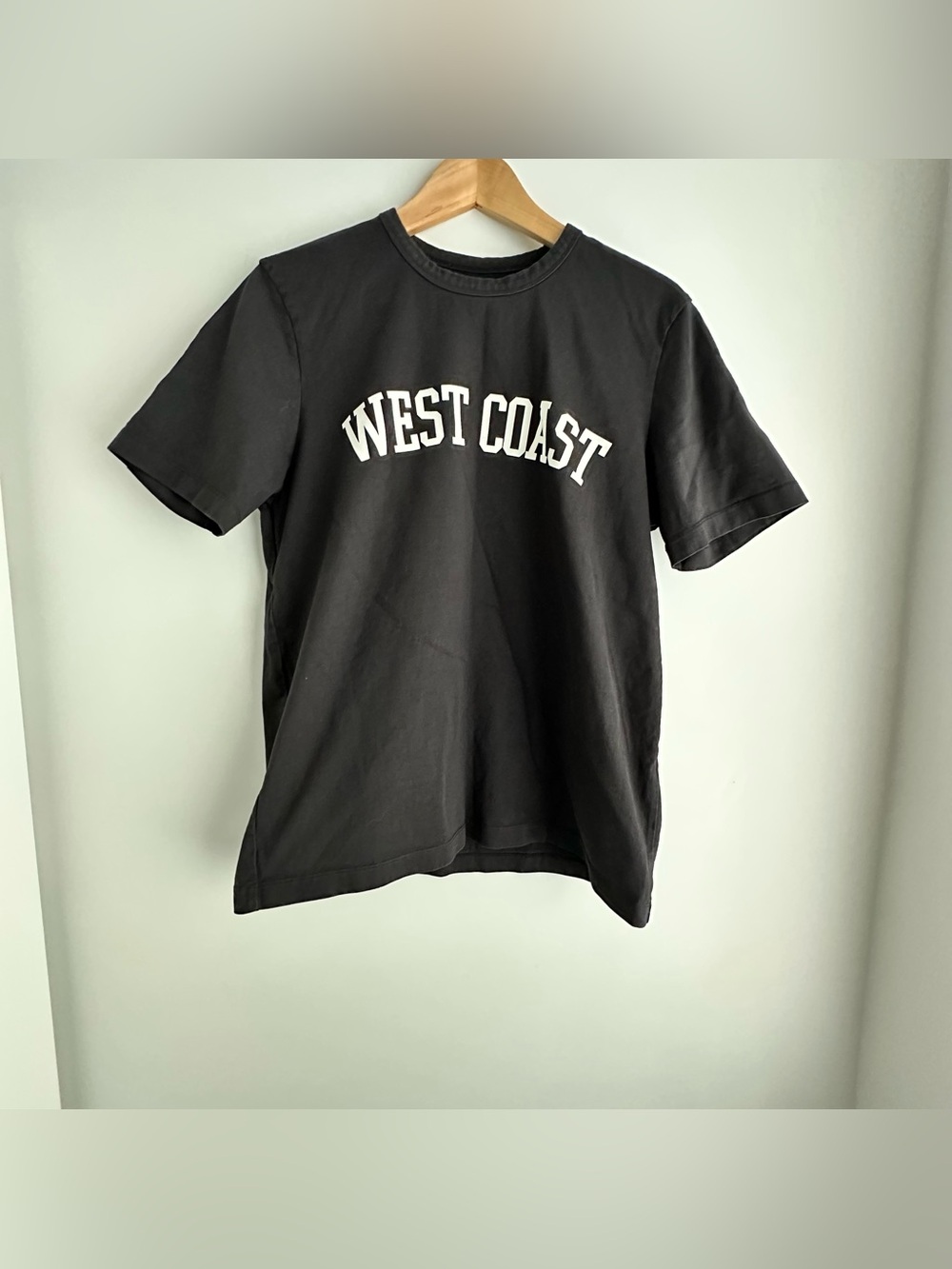 OAK + FORT Black T-Shirt with White "WEST COAST" Graphic